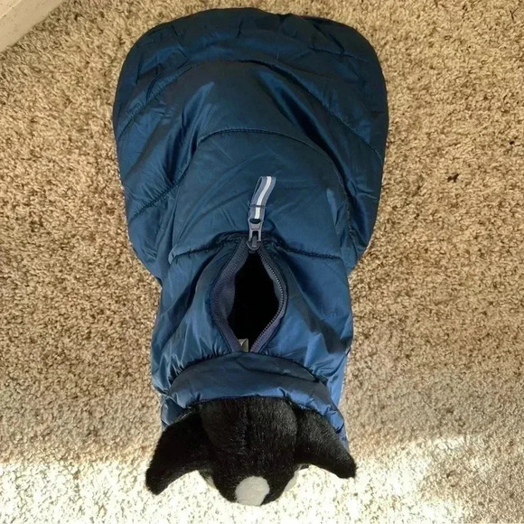 Dog Cat Coat Puffer Nano Jacket Iridescent Blue Silk and Down Feel Medium - Picture 13 of 13